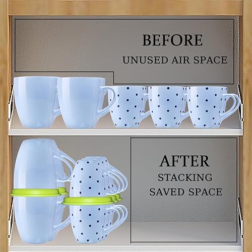 Miniatura 2 de Organizador de estantes para armario de cocina y despensa, solución de almacenamiento expandible y apilable para tazas de té y tazas de café, ahorra