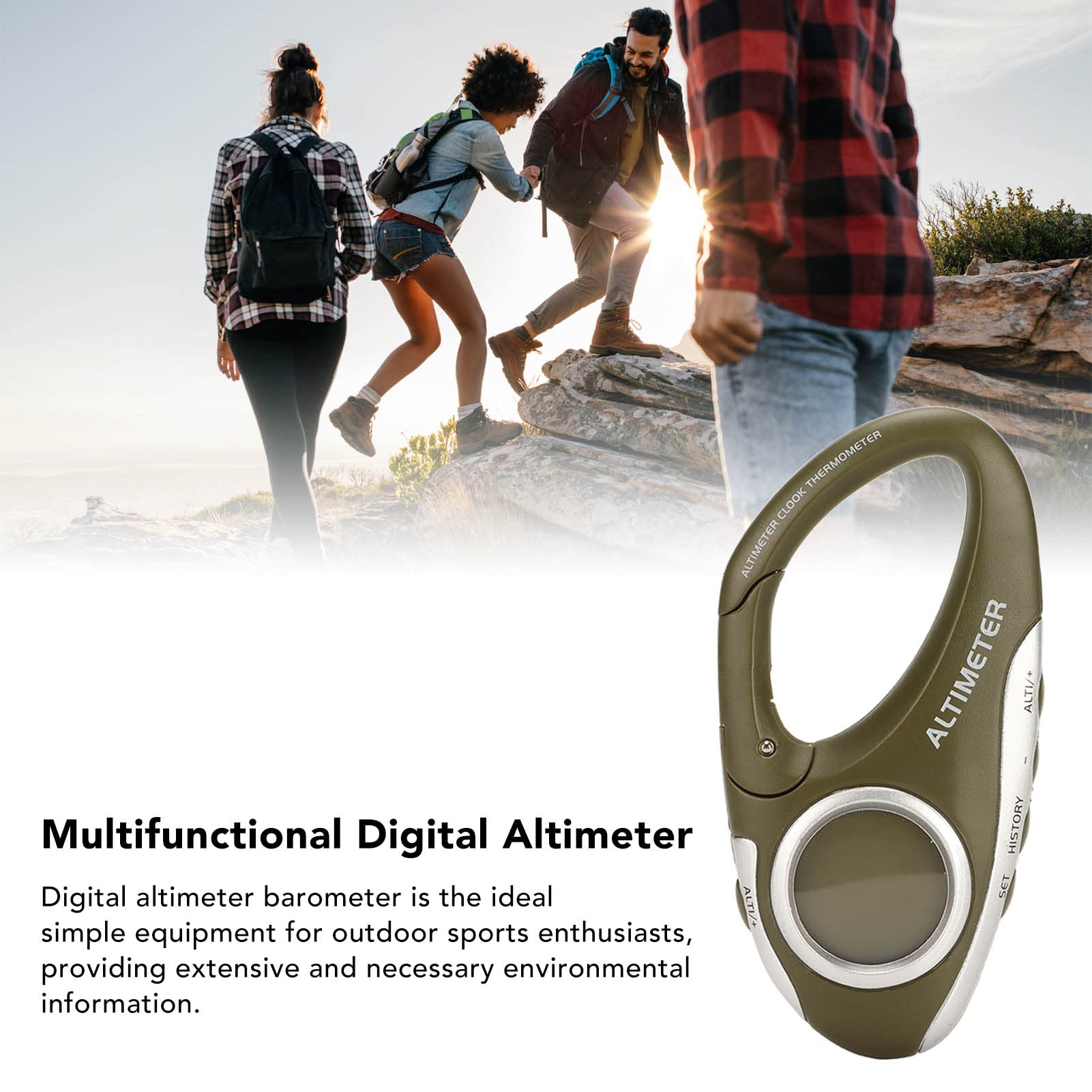 Altímetro Digital Multifuncional, Pantalla LCD Retroiluminada, Altímetro, Barómetro, Pronóstico del Tiempo, Reloj para Deportes Al Aire Libre