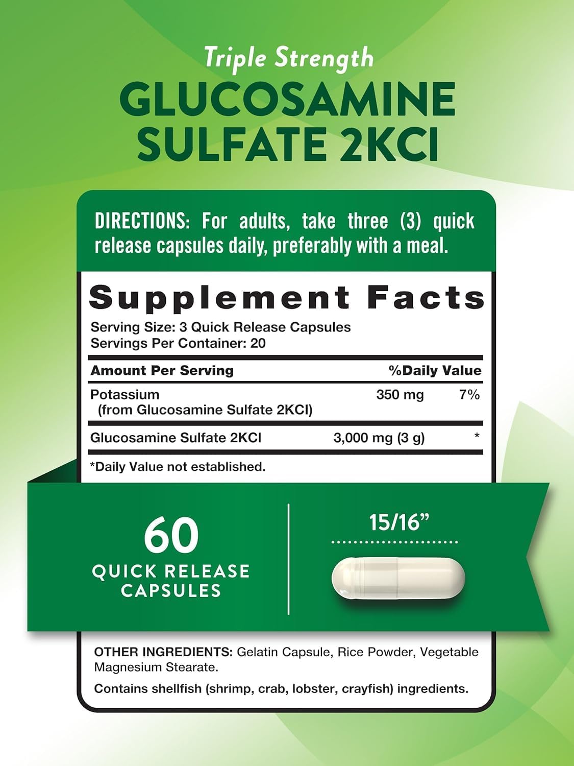 Nature's Truth Triple Glucosamine 3000mg 60 Capsules (Pack of 2)