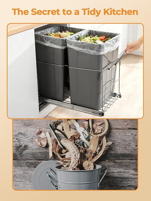 Papelera Extraíble FOHERE 35 QT Doble para Gabinete de Cocina miniatura 7