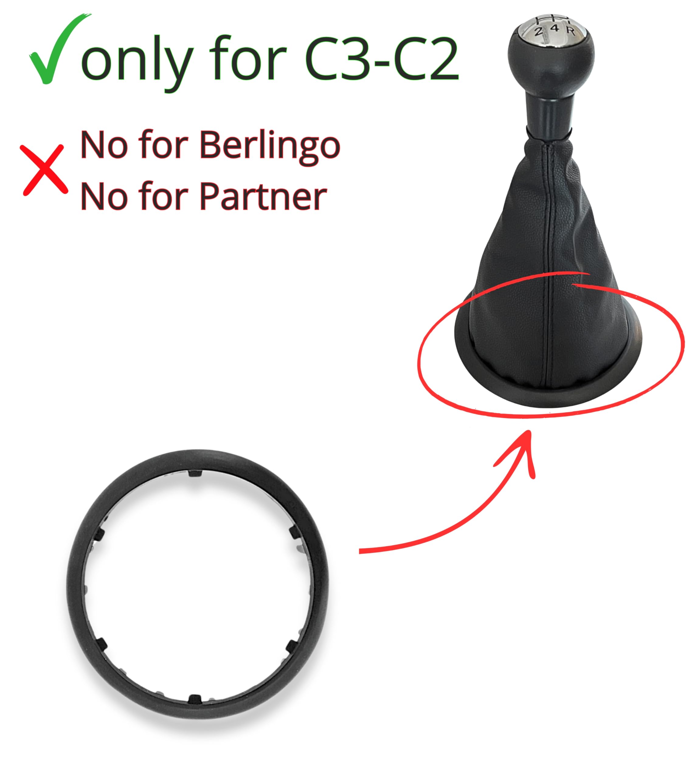 1neiSmartech Czarna ramka zewnętrzna ramka na słuchawki kompatybilna z Citroen C3 2003-2009 i C2 2003-2010, dla OEM 7589V0 ramka wspornika drążka dźwigni zmiany biegów