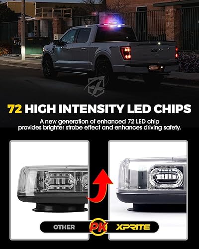 Miniatura 14 de Xprite - Luz LED estroboscópica de 12 pulgadas, luz intermitente de emergencia de alto brillo, montaje magnético para vehículos de construcción