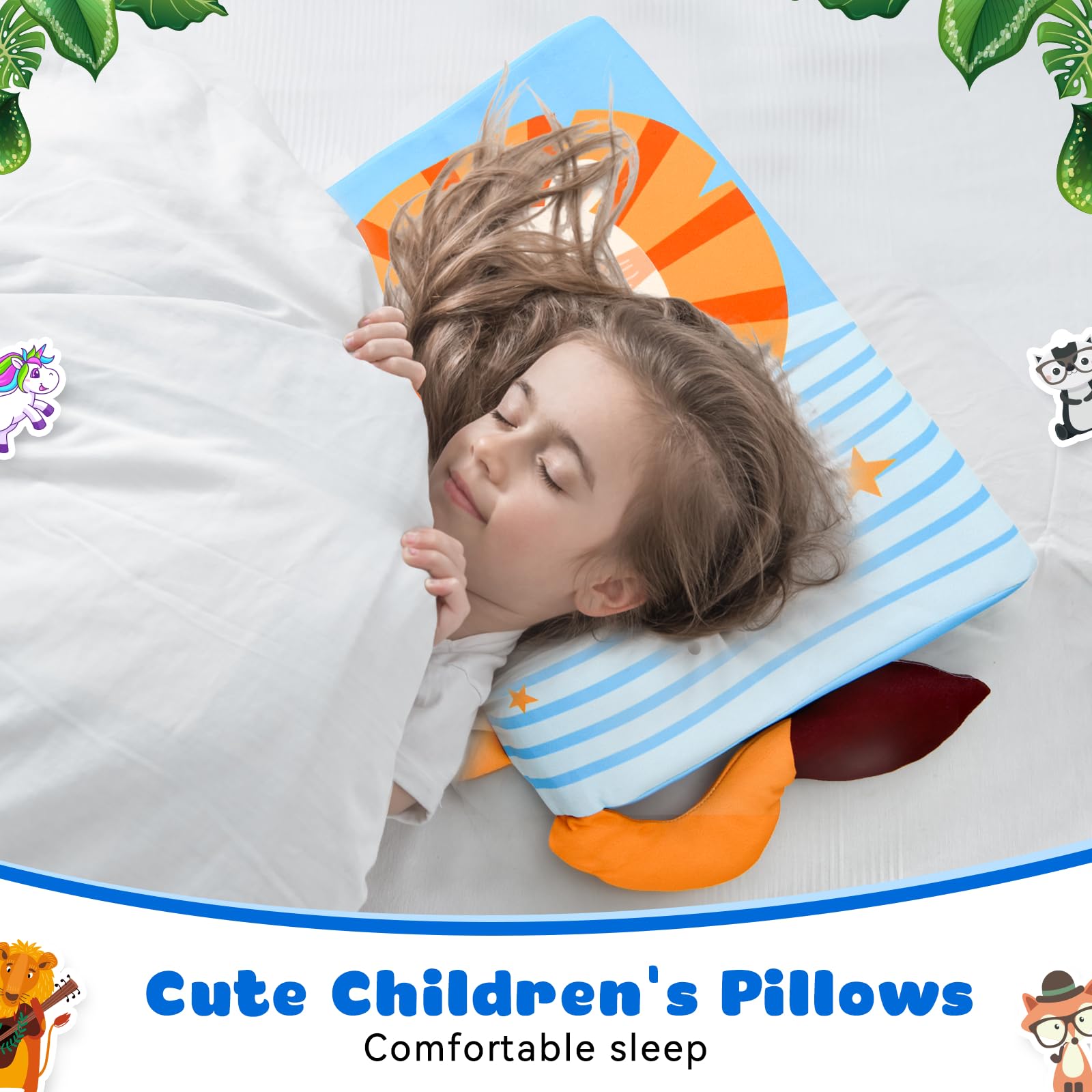 YAOZUP Cuscino Memory Foam Bambini,Cuscino Culla,Cuscino per Bambini con Federa,Ipoallergenico,Anti Acari,Cuscino per Bambini per Sonnellini per Ragazzi e Ragazze (3-10 Anni) (Leone)