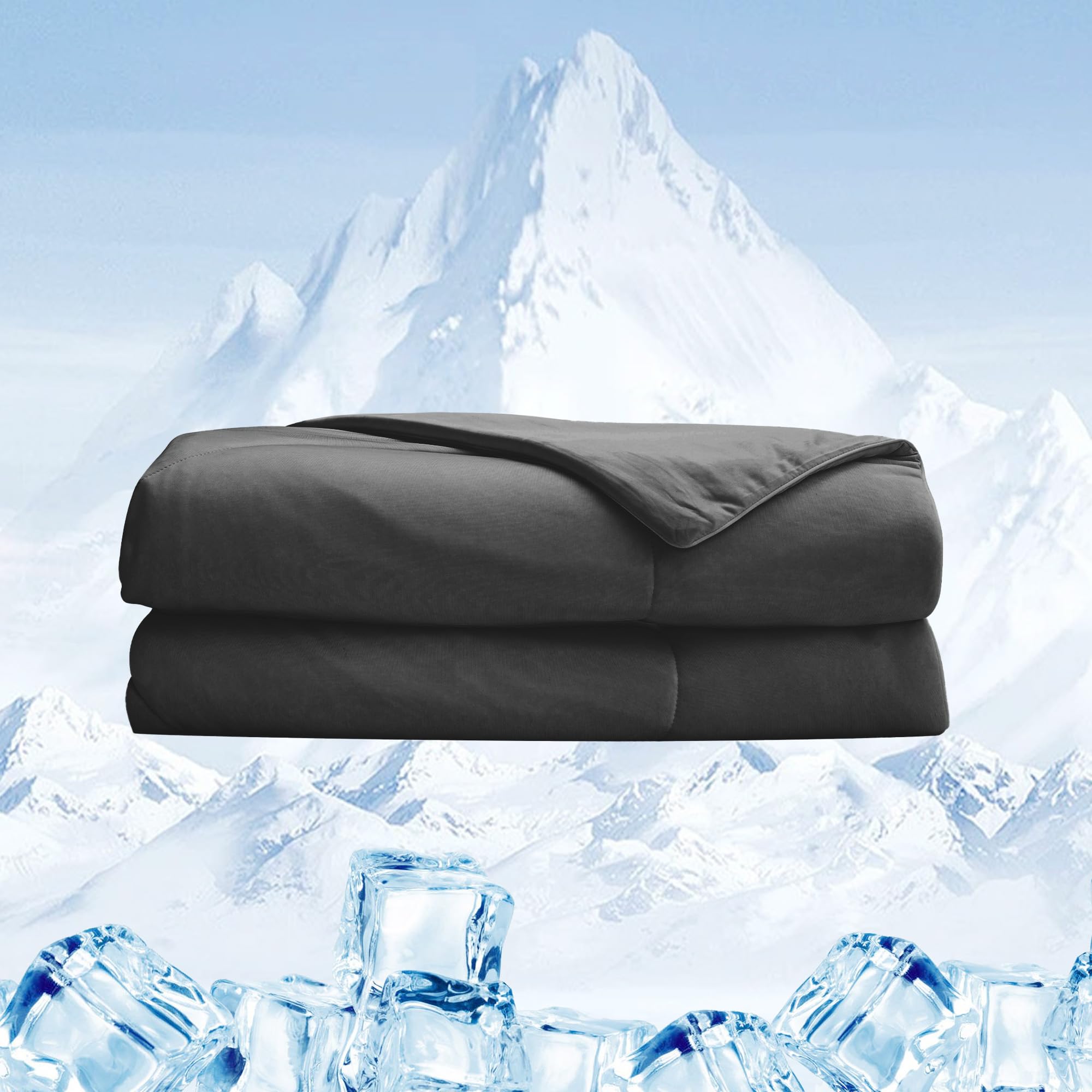 UNIKOME Manta refrescante – Manta de verano – Diseño de refrigeración reversible – Ligero y transpirable – Manta específica para aire acondicionado – Öko-Tex – 220 x 200 cm – Gris oscuro