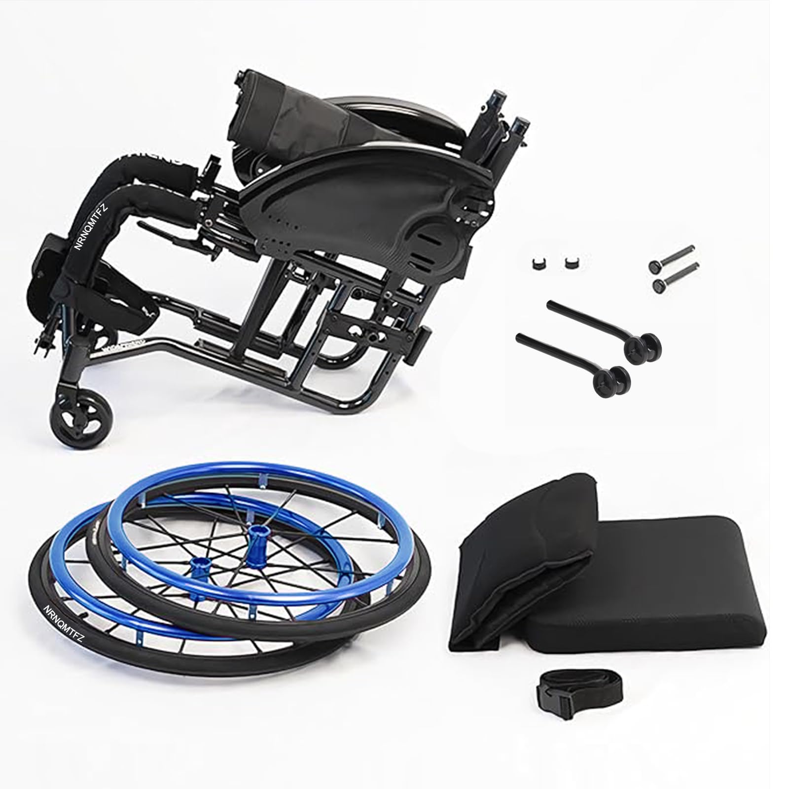 Silla de ruedas deportiva plegable ultraligera todo terreno, reposapiés ajustable y altura del asiento, aleación de aluminio autopropulsada, silla de ruedas manual portátil con antivuelco,