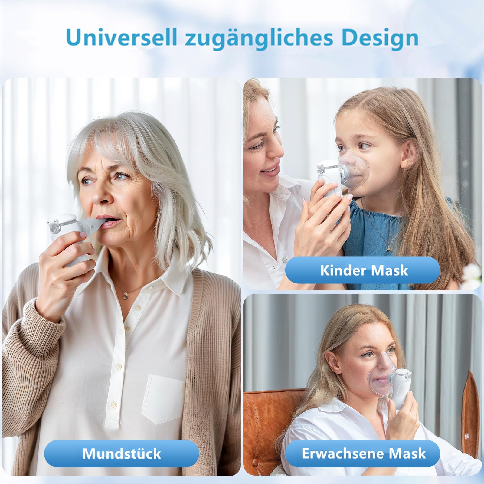 FEELLIFE Inhaliergeräte für Erwachsene, Inhalationsgerät Kinder, Inhalationsgerät Inhalator Vernebler Inhaliergerät, Nebulizer Baby Air Kids Mini Aerosol Inhalator Leiser Inhaliergerät