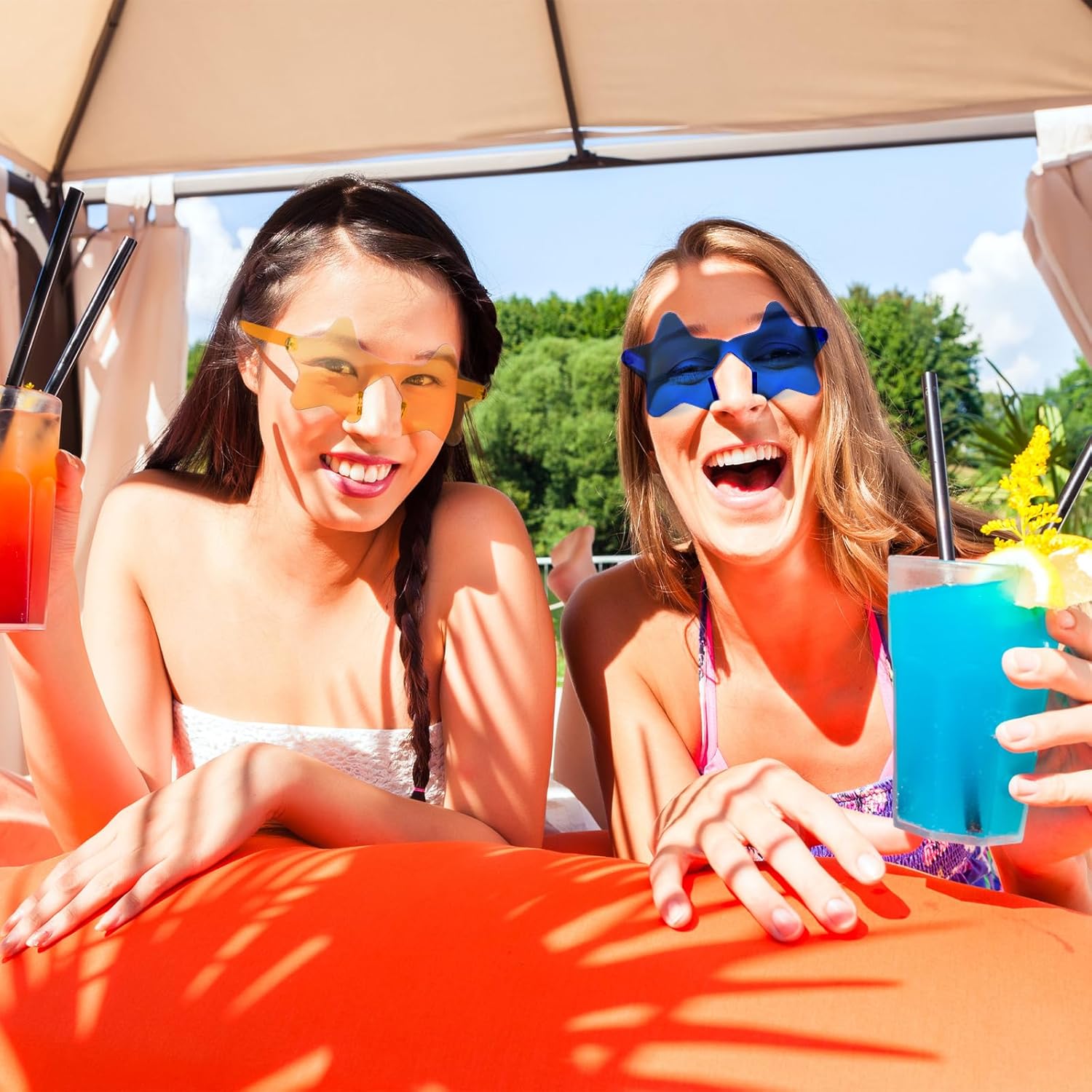 PLULON 30 Pairs Star Sunglasses Rimless Star Shape Sunglasses, Colorful Glasses Bulk Bachelorette Party Favors for Birthday Beach Kids Adult - Image 5