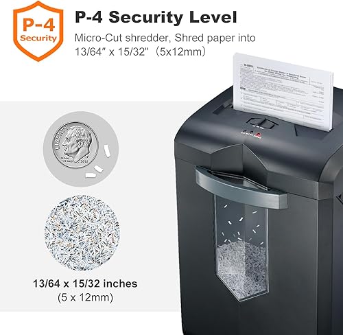 Miniatura 4 de Bonsaii Trituradora de papel resistente, trituradora de microcorte de 16 hojas para oficina, trituradora de 60 minutos de funcionamiento continuo de