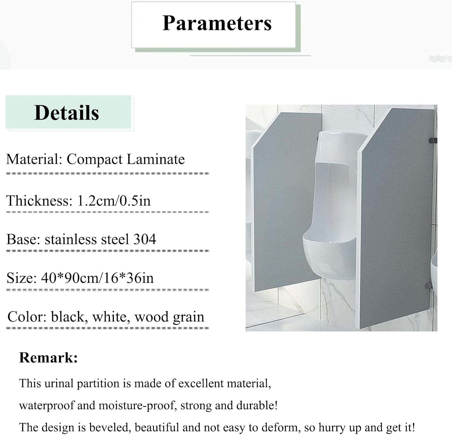 Wall-Mounted Urinal Partition, Privacy Screen, Urinal Screen Toilet Partition,Wall-Mounted Men's Urinal Privacy Screen,Urinal Partition Toilet Protection Screen Divider Partition f