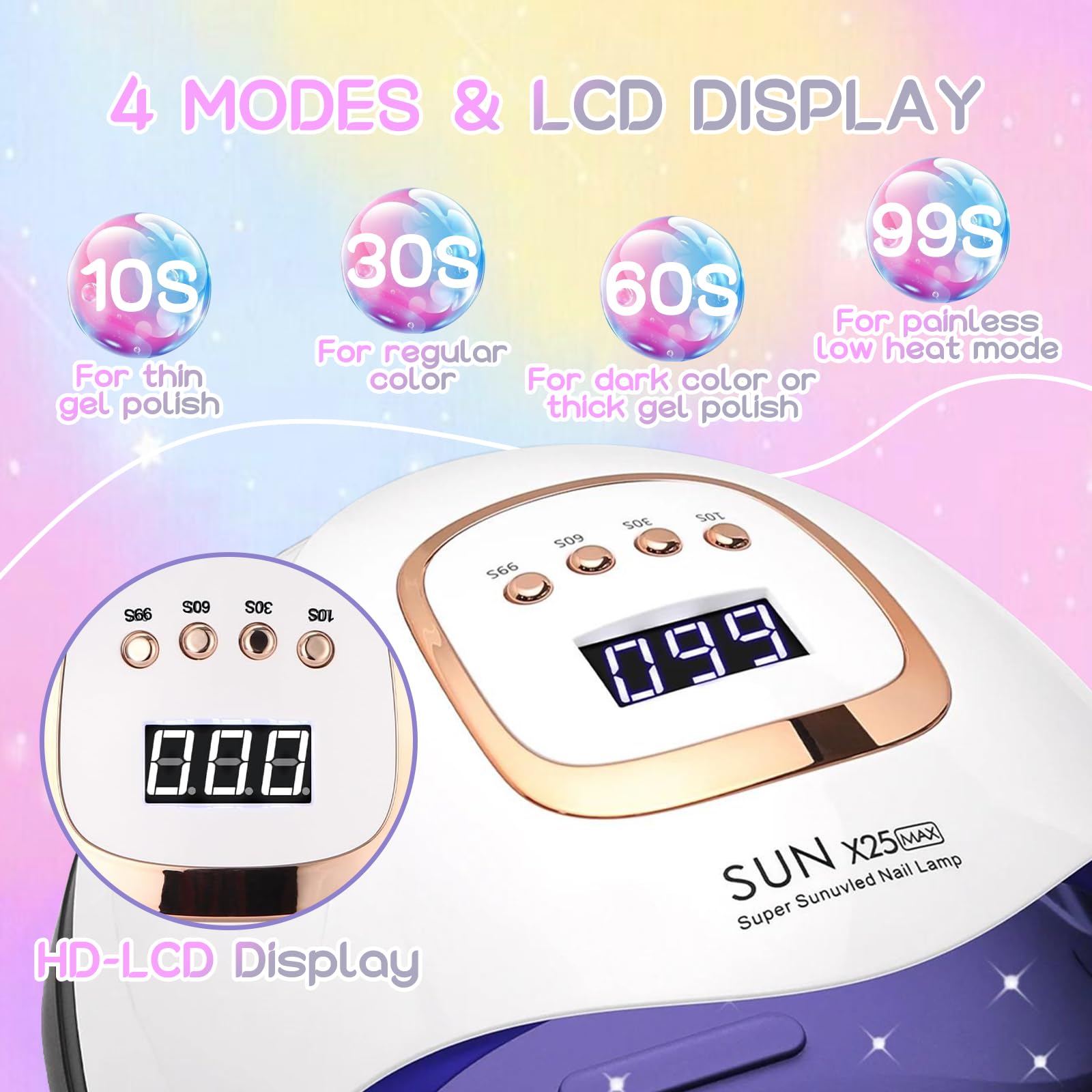 380W Lampe UV Ongles Gel avec 81 Perles, 4 RéGlages De Minuterie Lampe Uv Ongles Semi Permanent Avec LCD Ecran, Capteur Automatique UV Lamp Nails pour Maison et Salons de Manucure Professionnels