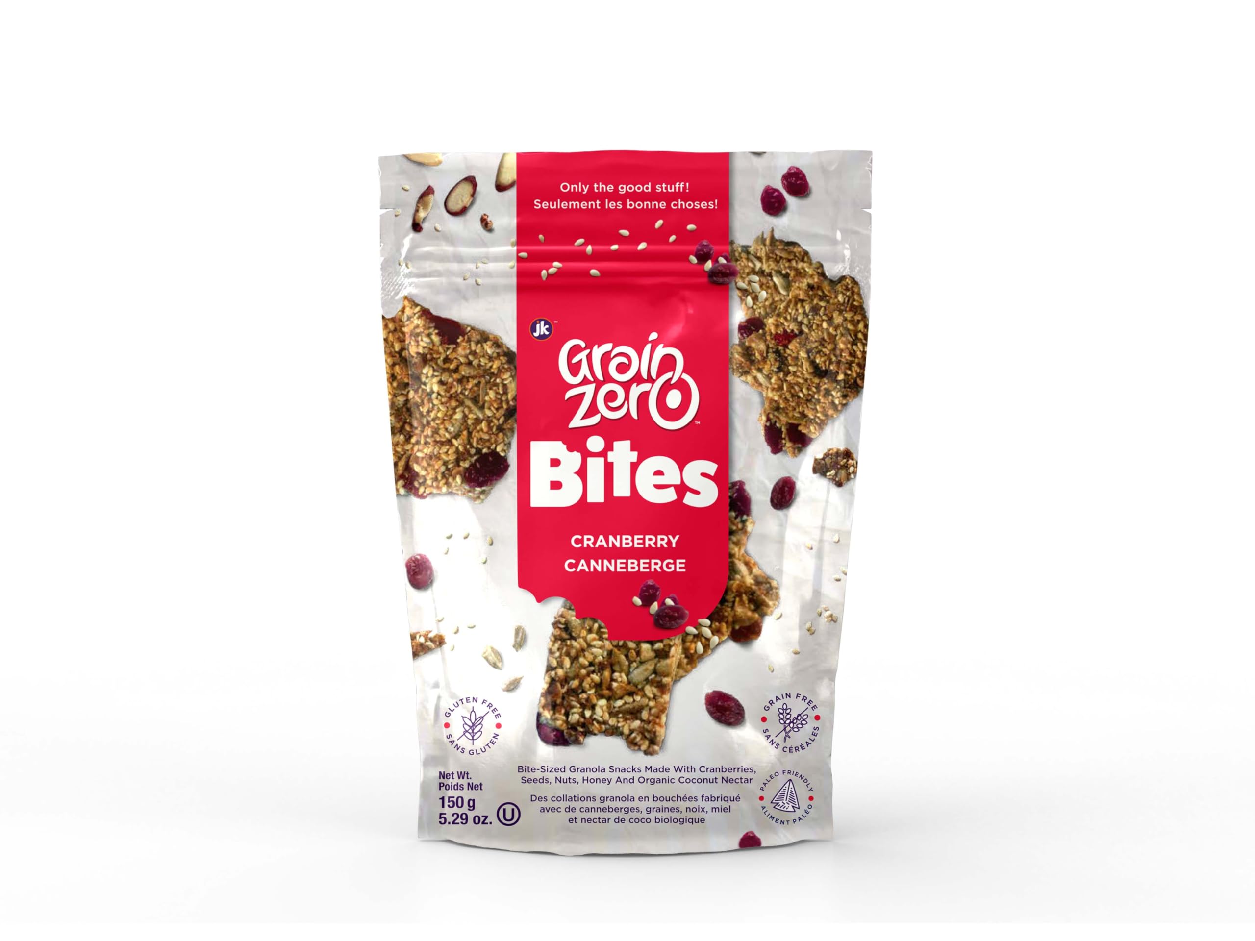 Grain Zero Bites, Gluten Free and Grain Free Snacks, Cranberry, 5.29 Ounce (Pack of 1)