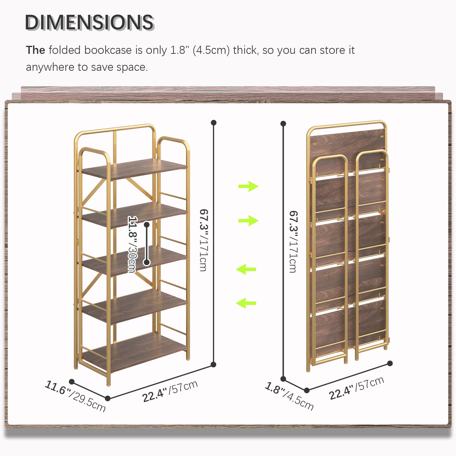 BHG No Assembly Folding Bookshelf For Living Room,Collapsible Book Shelf For Home - View #13