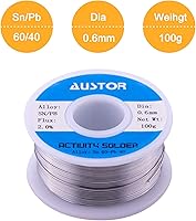 Vista 2 de AUSTOR Alambre de soldadura de núcleo de colofonia de plomo de estaño 60-40 para soldadura eléctrica (0.024 in, 3.53 oz)