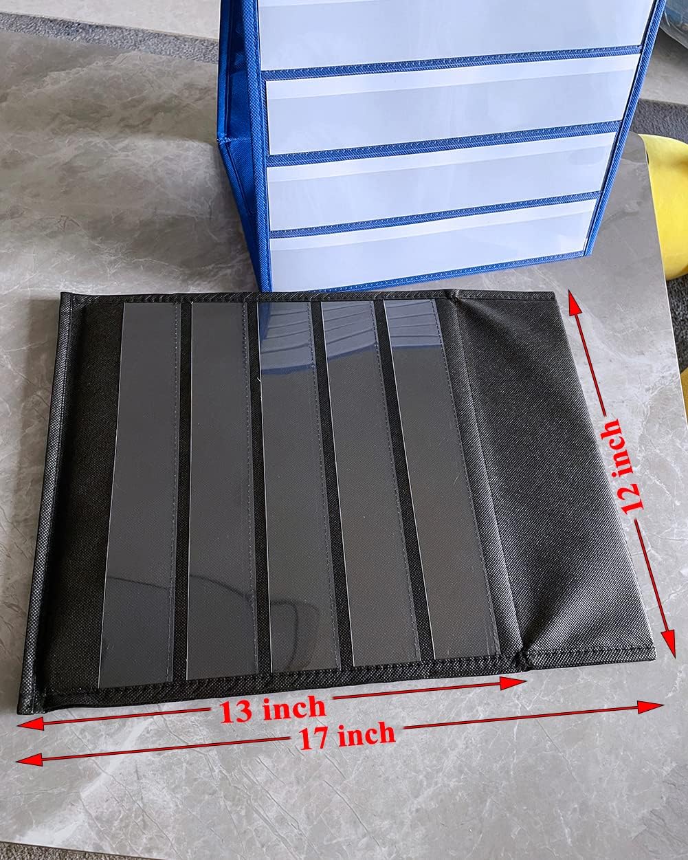 Tabletop Desktop Pocket Chart Table Top with Bonus 20X Dry Erase Cards, Desktop Tabletop Teaching Pocket Chart Double Sided and Self-Standing Black (13 inches X 12 inches)