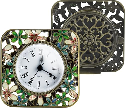 KEYPOWER Reloj de mesa pequeño de cuarzo analógico de escritorio esmaltado con marco decorativo de diamante de cristal, para el hogar, dormitorio,