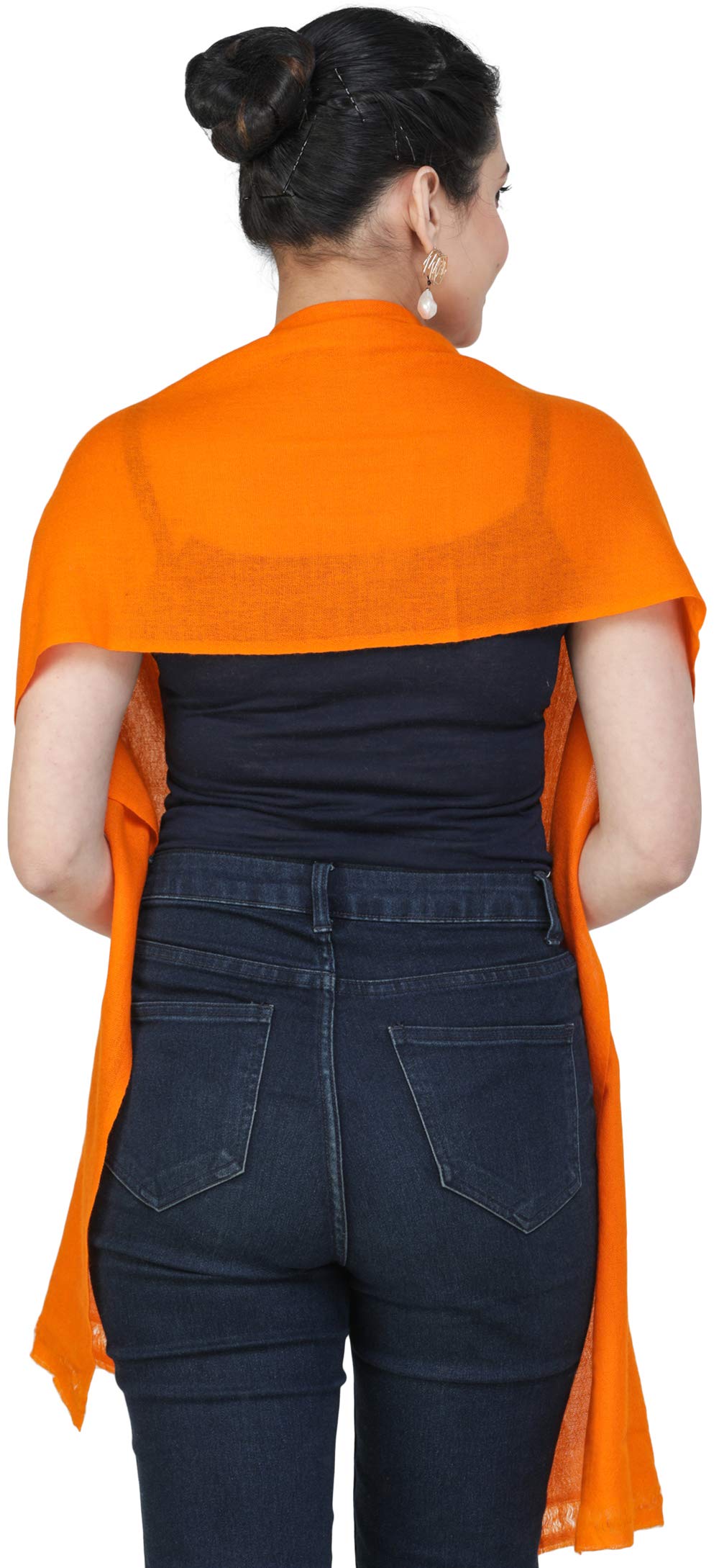 Exotic India Bufanda tejida de cachemira pura de Nepal - naranja - Talla única