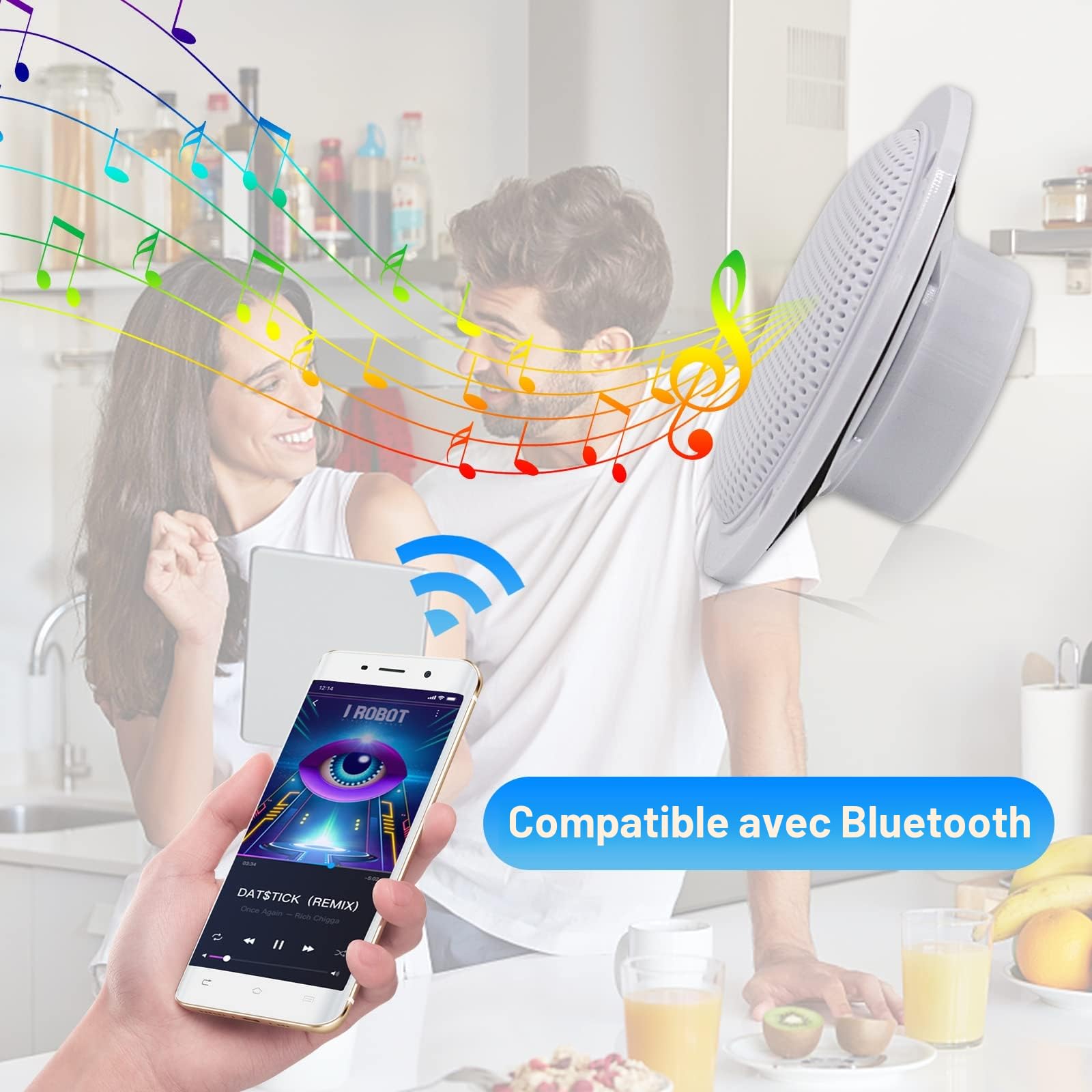 Herdio Kit de Haut-Parleur de Plafond Bluetooth Étanche