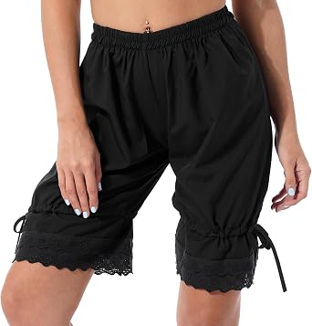 Lejafay Womens Lace Cotton Victorian Ruffles Pumpkin Bloomers Loose Pants Pantaloons Security Shorts