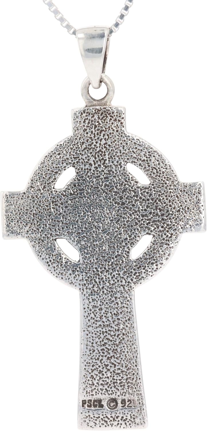 Jewelry Trends Large Celtic Circle of Life Cross Sterling Silver Pendant Necklace 18" - Image 4