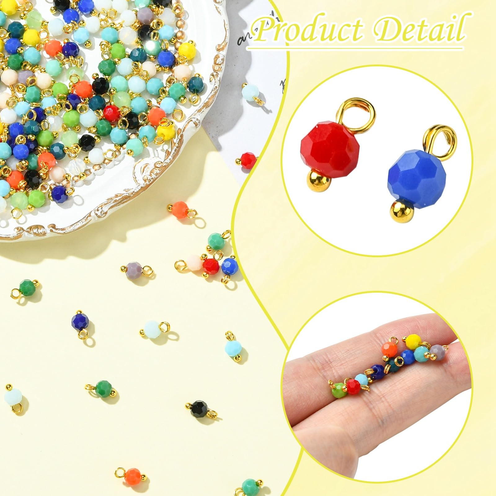 UR URLIFEHALL 190 Pcs 19 Styles Opaque Faceted Round Charms Glass Bead Dangle Charms Pendants for Jewellery Making Earring Necklace Crafts - Image 3