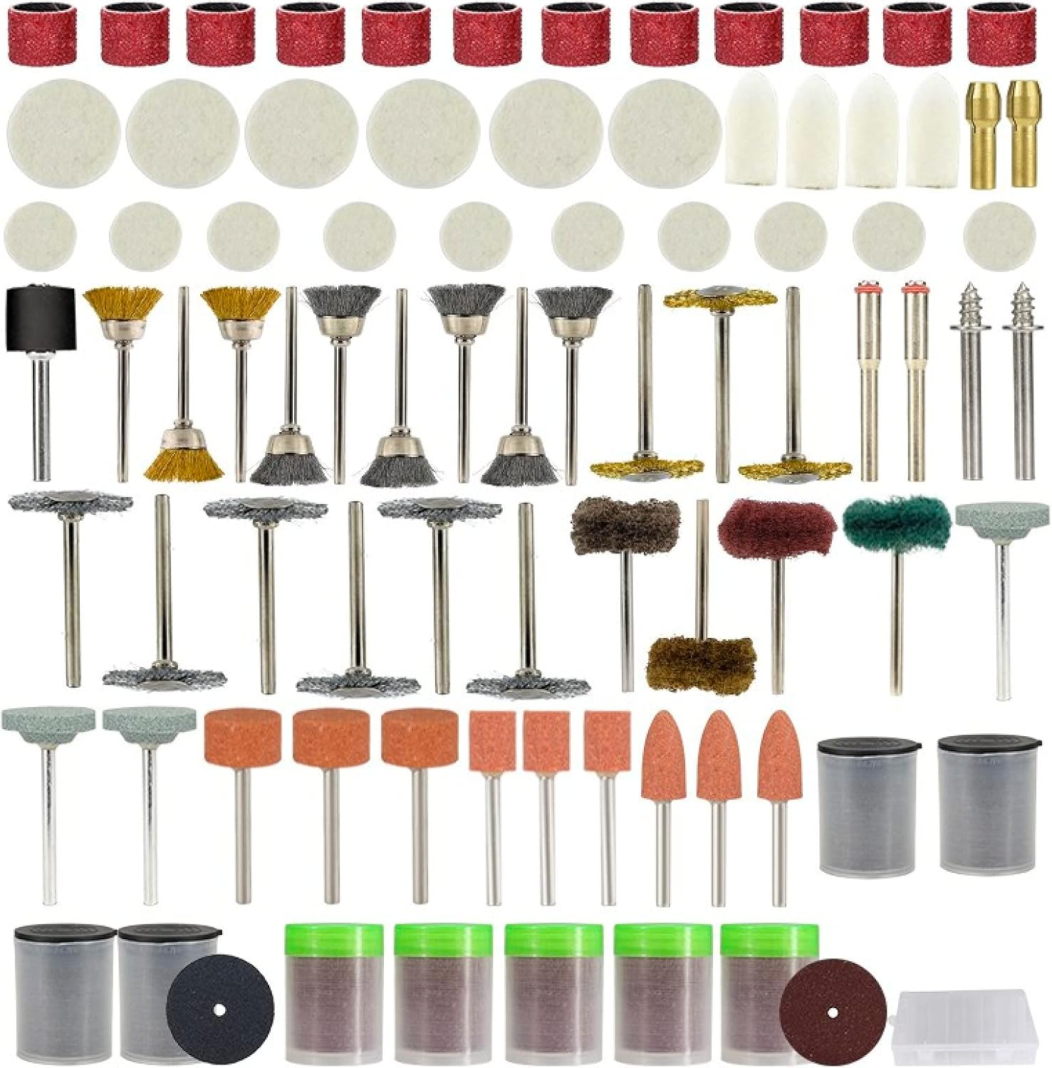 343pcs Abrasive Rotary Tool Accessories Kit,Sandpaper Disc,Wool Polishing Wheel,Wire Brush Wheel,Grinding Head With Chuck