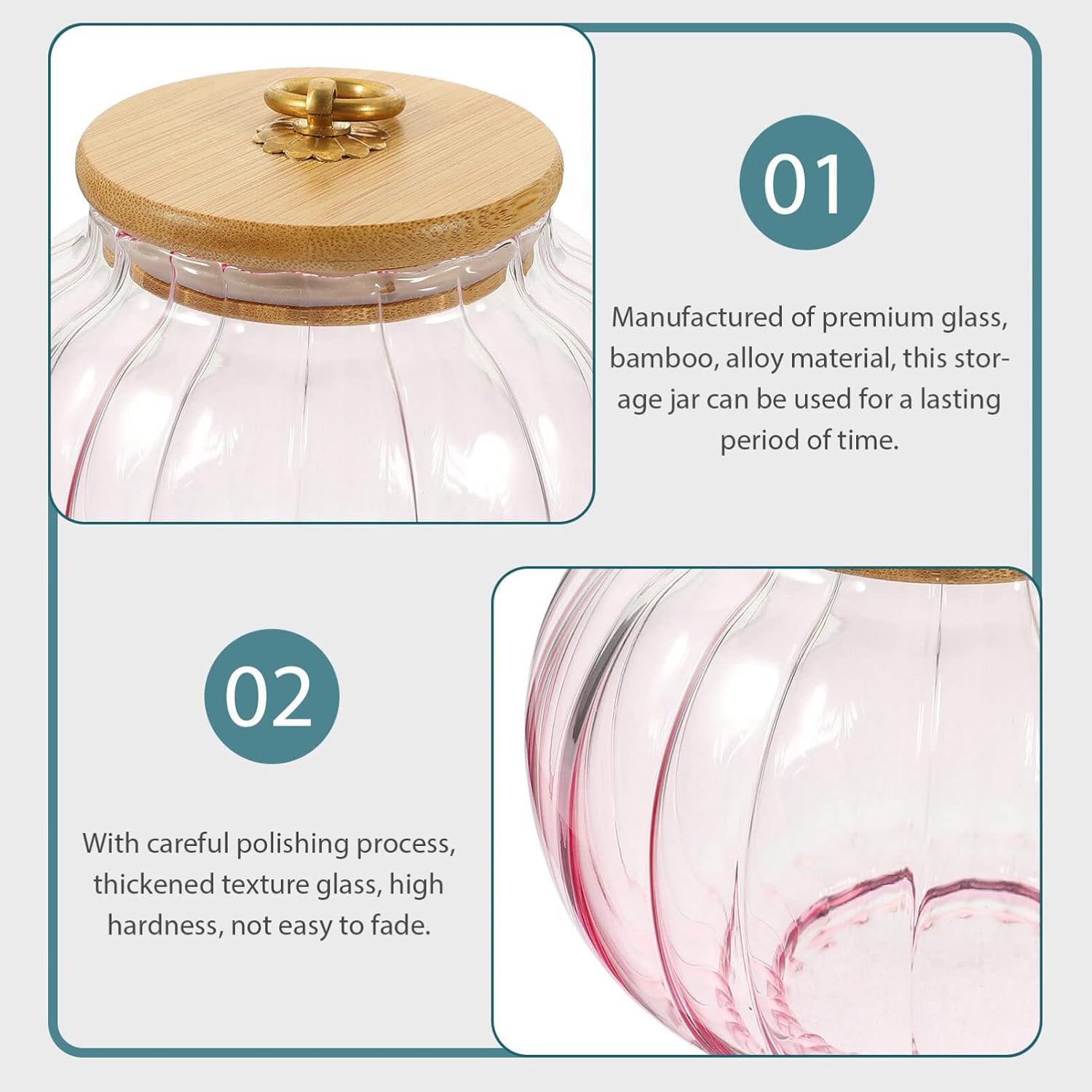 Kichvoe Glass Tea Canister with Lid and Handle Airtight Tea Storage Container for Loose Leaf Bags Clear Glass Jar for Kitchen Organization 4.72 X 4.33 X 4.33 in image 5