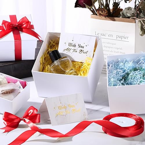 Vista 17 de Marspark 4 cajas de regalo de Navidad con tapas, apilables, cuadradas, juego de cajas anidadas con cinta, de tamaño grande a pequeño, molesto Papel