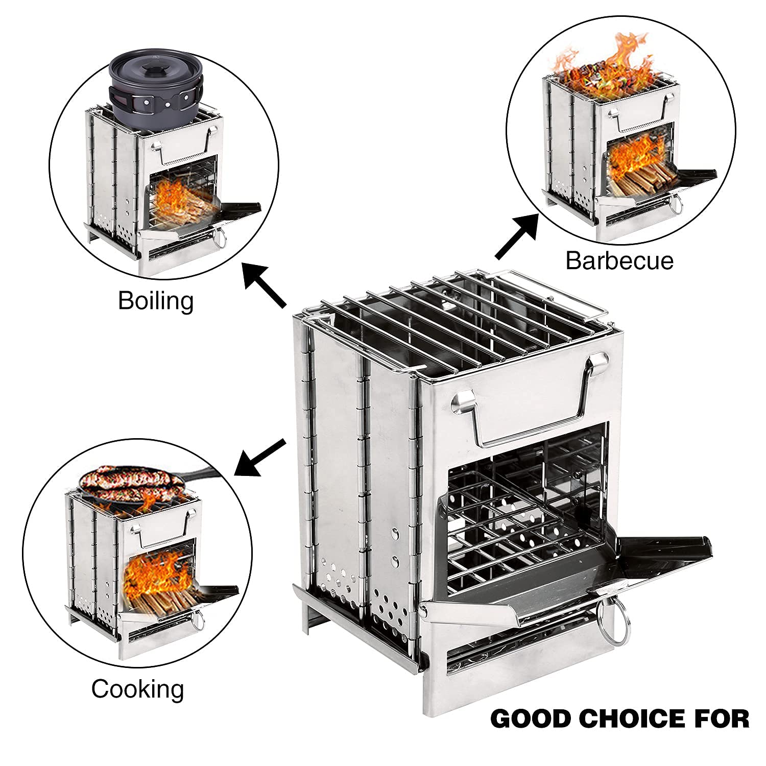 Amazon.com: REDCAMP Wood Burning Camping Stove Folding, Small Portable  Stainless Steel Backpacking Stove for Hiking Picnic Cooking Outdoor :  Sports u0026 Outdoors
