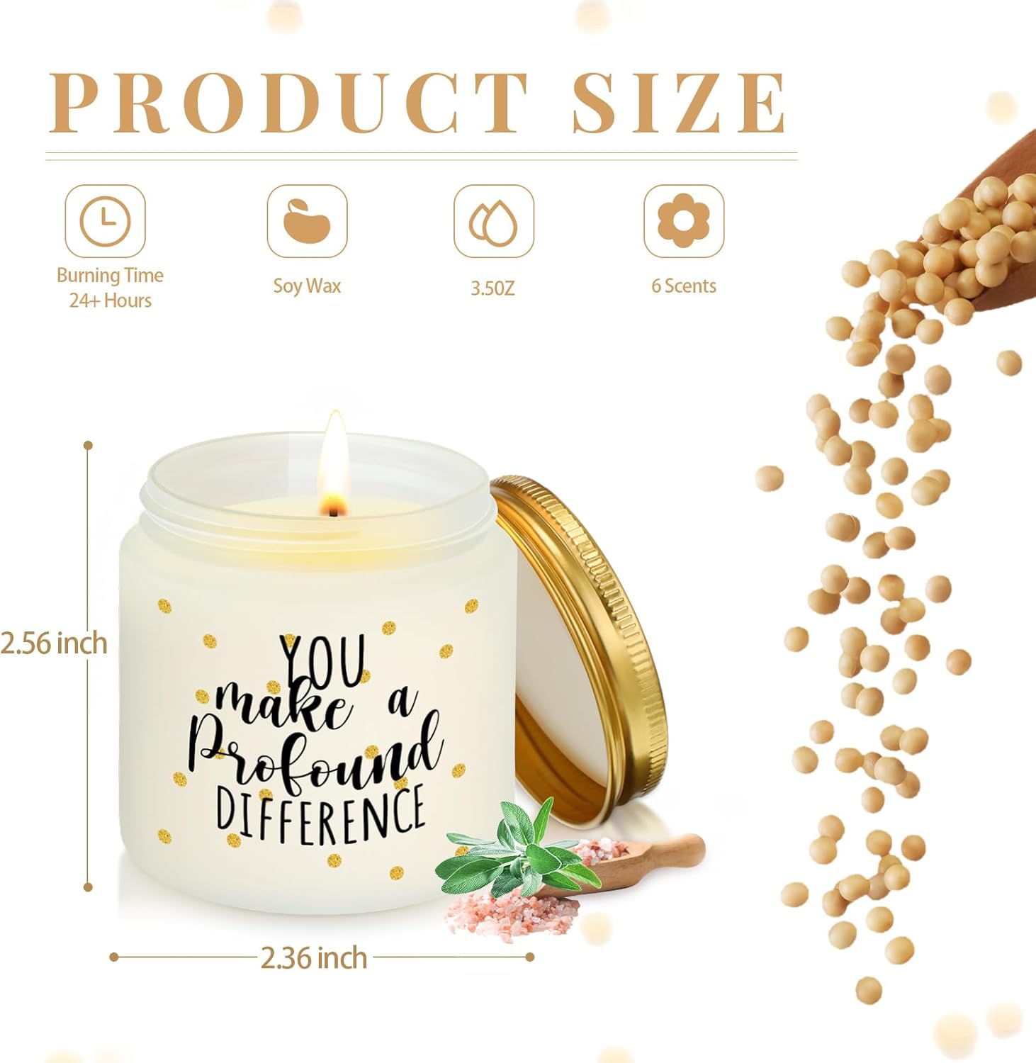 Roowest 20 Pcs Thank You Candle 3.5 oz Easter Employee Appreciation Gifts Bulk Soy Wax Jar Inspirational Candle for Coworkers Team Staff Office Nurse Teacher, 10 Scent(Fresh Scents)