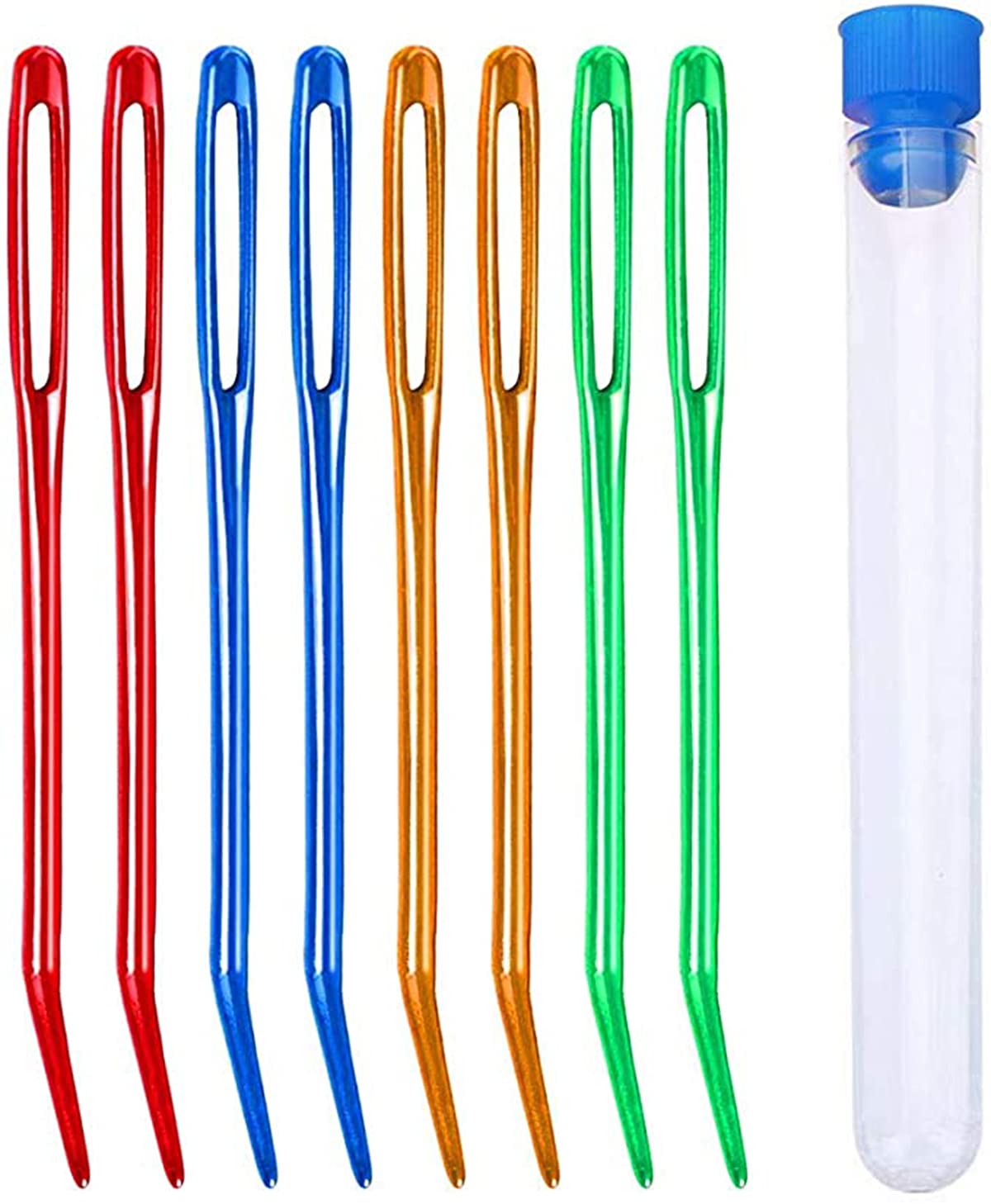 DELFINO Aluminum Yarn Needle, Large Eyes Blunt Yarn Needles Jumbo Bent Tapestry Needle Darning Needles Bent in Box for Knitting Crochet, Beading Quilting Crochet, Sewing, Threading, Embroidery Knit