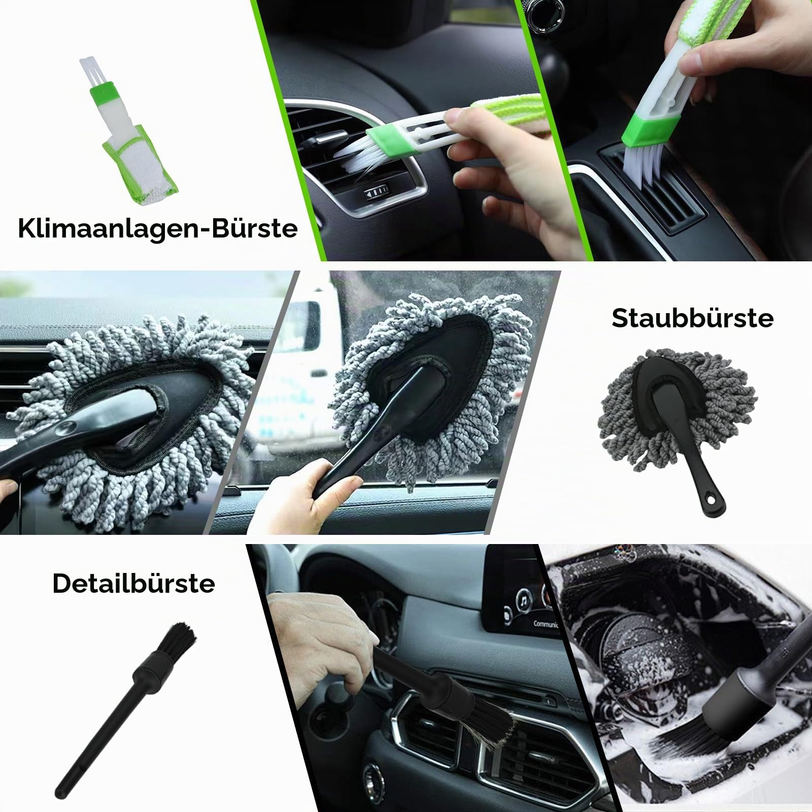 15 PCS Auto-Reinigungsset mit Aufbewahrungstasche,62 Zoll Waschbürste mit Teleskopstiel,Felgenbürste,Mikrofasertücher,Waschhandschuh,Auto Reinigung Set für Motor Auto Trucks