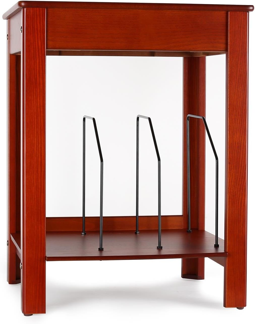 Ricatech RMCT305- Universal Turntable Stand/Table, Compatible With All Tabletop Music Centers, Record Players, Jukeboxes, Grilled Record Player Stand At Bottom, Made Of Real Wood, Color Paprika