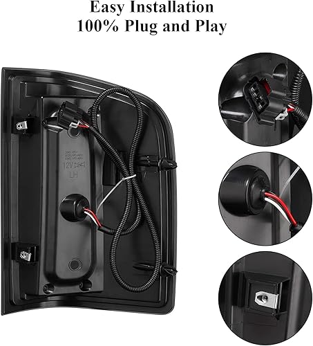 Miniatura 4 de WonVon Luces traseras LED compatibles con Chevy Silverado 1500 2007-2013 2007-2014 Silverado 2500 HD3500 HD, lámpara de luz trasera de tubo LED,