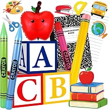 Giant Back to School Party Decorations, 17 PCS ABC Alphabet Boxes with Inflatable Pencil and Crayon Balloons, Classroom Preschool Kindergarten First Day of School Party Supplies