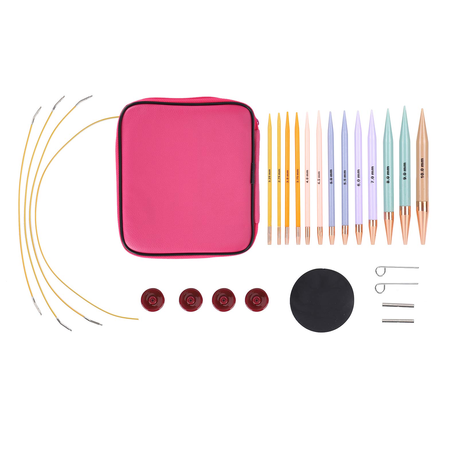 Juego de 13 pares de ganchos de ganchillo Aguja de ganchillo Suministros de tejer Kit de ganchillo para principiantes con estuche Multicolor Aluminio Hilo ergonómico Agujas de tejer Herramientas de co