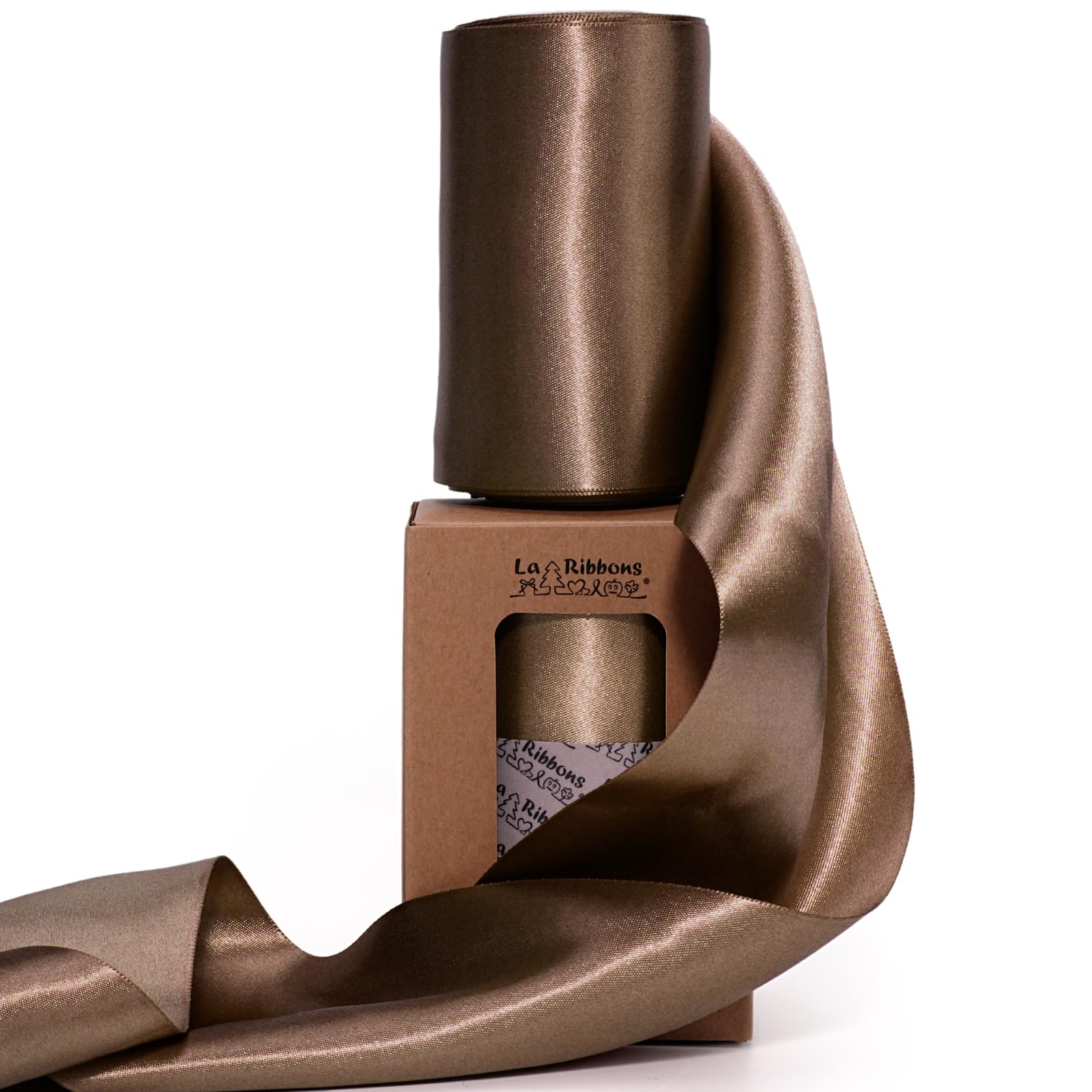 Amazon.com: LaRibbons Brown Satin Ribbon 4 Inch 10 Yards Double