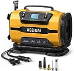 AstroAI Tire Inflator Portable Air Compressor Pump 150PSI 12V DC/110V AC with Dual Metal Motors &LED Light, Automotive Car Accessories&Two Modes for Car, Bicycle Tires and Air Mattresses, Yellow