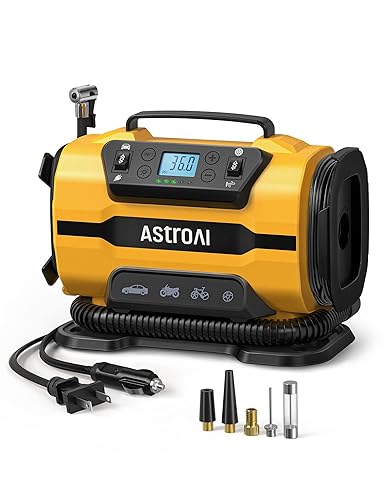 AstroAI Tire Inflator Portable Air Compressor Pump 150PSI 12V DC/110V