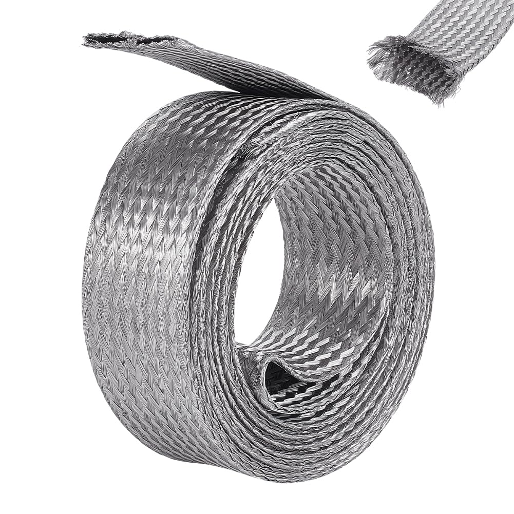 UNICRAFTALE Treccia metallica intrecciata in acciaio inossidabile 30 mm di larghezza 3 m guaina schermatura cavi nastro metallico flessibile estensibile per protezione cavi elettrici
