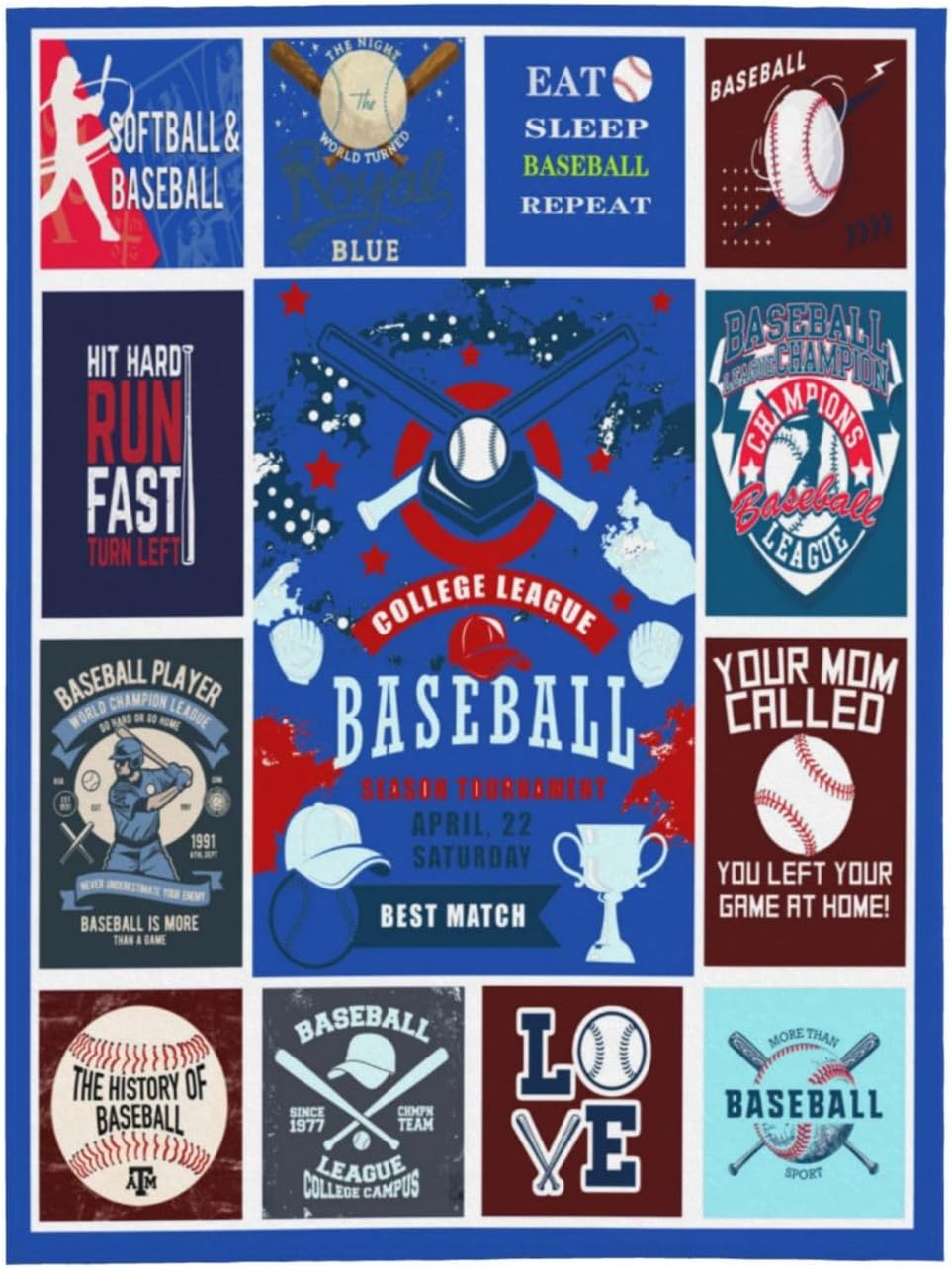 Baseball Quilt Home Fuzzy Lightweight Blanket Gifts for Couch Bed Soft Microfiber Flannel Merchandise for Holiday