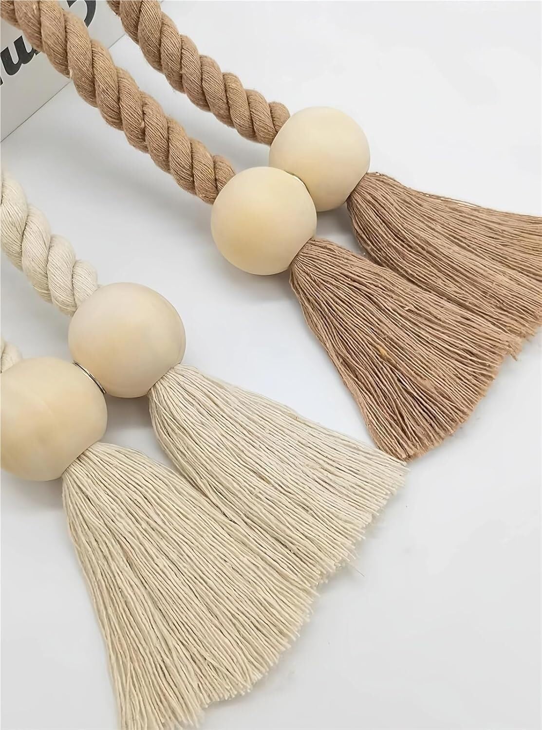 Embrasses de Rideaux, Lot de 4 embrasses de Rideaux magnétiques en Bois Massif tissé à la Main, Style bohème