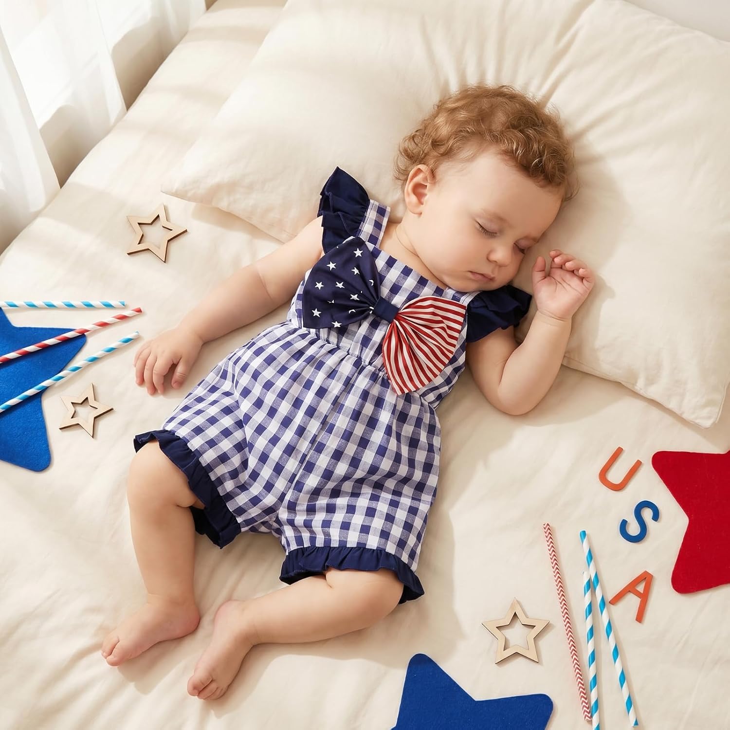 Toddler Girl Outfit Baby Summer Romper Cute Bow Sleeveless One Piece Jumpsuit Shorts Overalls Clothes 6M-5T