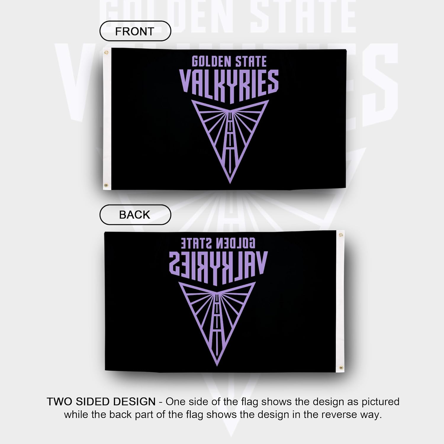 Desert Cactus Golden State Valkyries Flag Team WNBA 100% Polyester Indoor Outdoor 3x5 feet Flag (Design A) - Image 2