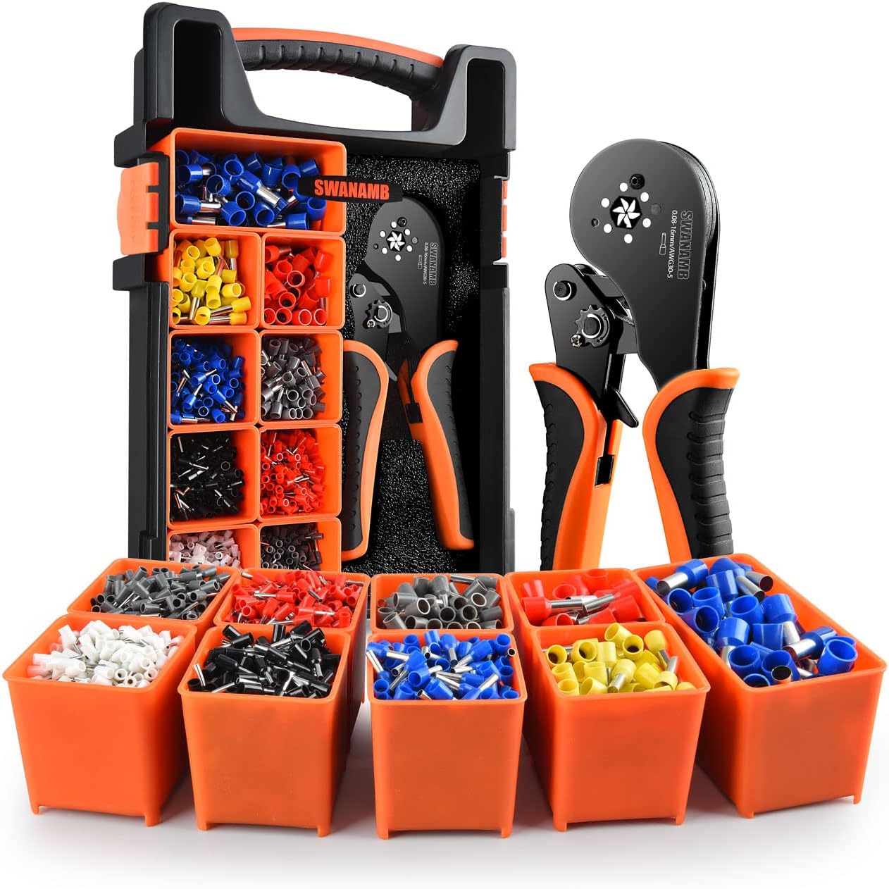 - Ferrule Crimping Tool kit AWG30-5 Self-Adjusting Wire Ferrule Crimper Set with 1800PCS Wire End Ferrule Terminals