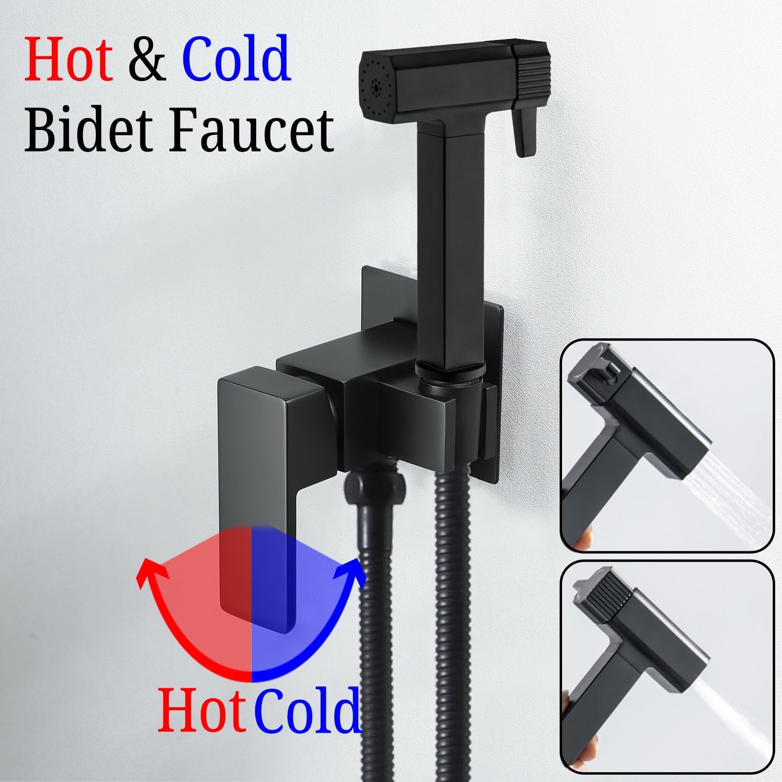 ESOP Doccetta per Bidet, Bidet Doccetta per Bagno, 2 Funzioni, Nero | Soffione Doccia con Doppia Modalità (Getto/Flusso) per Lavabo o WC Adatto per la Pulizia di Bagni e Cucine