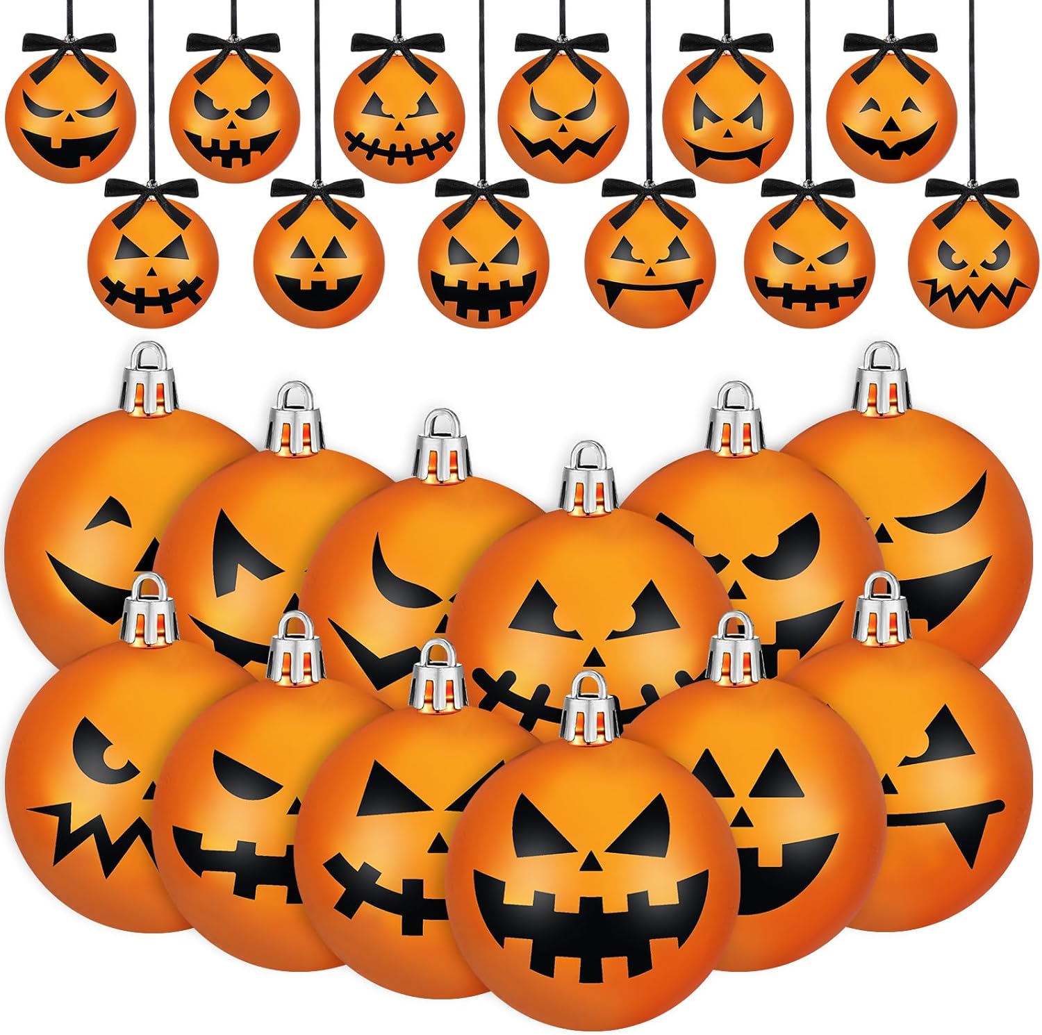 Lenwen 24 Pcs Halloween Ball Ornaments 2 Inch Hanging Small