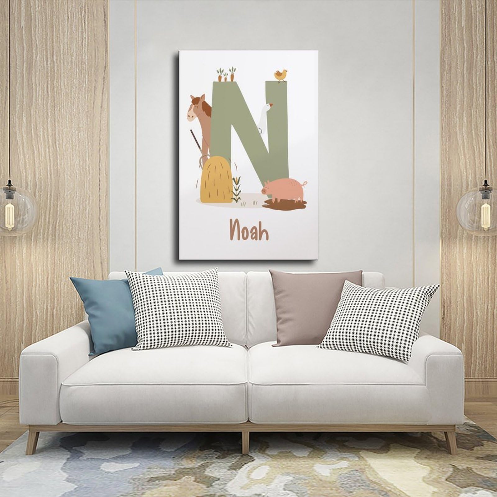 Poster sur toile avec thèmes éducatifs de l'alphabet de A à Z (13) - Décoration murale pour salon, chambre à coucher - 30 x 45 cm