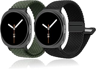 SOLOLUP 2*Geflochtenes Magnet Armbänder für Samsung Galaxy Watch 9 8/8 Classic Armband 40mm 44mm 46mm Herren Damen,Elastisches Nylon Stoff Band Magnetic Sport Strap für Samsung Watch 9 8/8 Classic