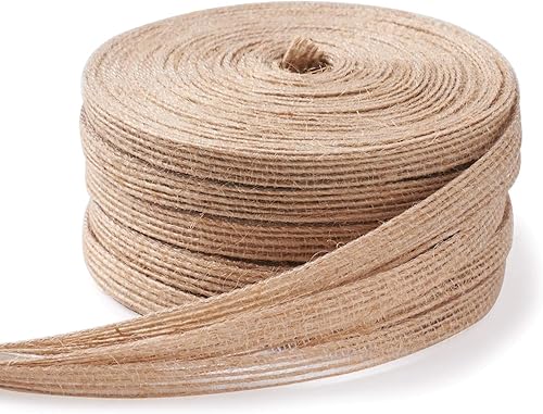 Craftdady Cinta de arpillera natural de 54.6 yardas, rollo de cinta de yute rústico de 14 pulgadas, rollo de cinta para manualidades, envoltura de