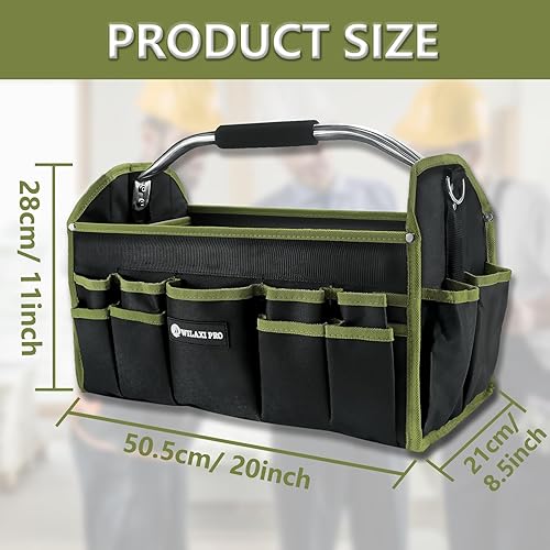 Miniatura 7 de Bolsas de herramientas plegables de 20 pulgadas para hombres resistentes, portaherramientas duro con asa, bolsa de herramientas de electricista de